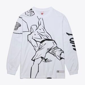 AND1 “Slam Dunk” Mitchell & Ness White Long Sleeve T-shirt Size XL